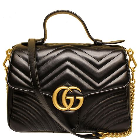 GG Marmont small tote bag in black leather 